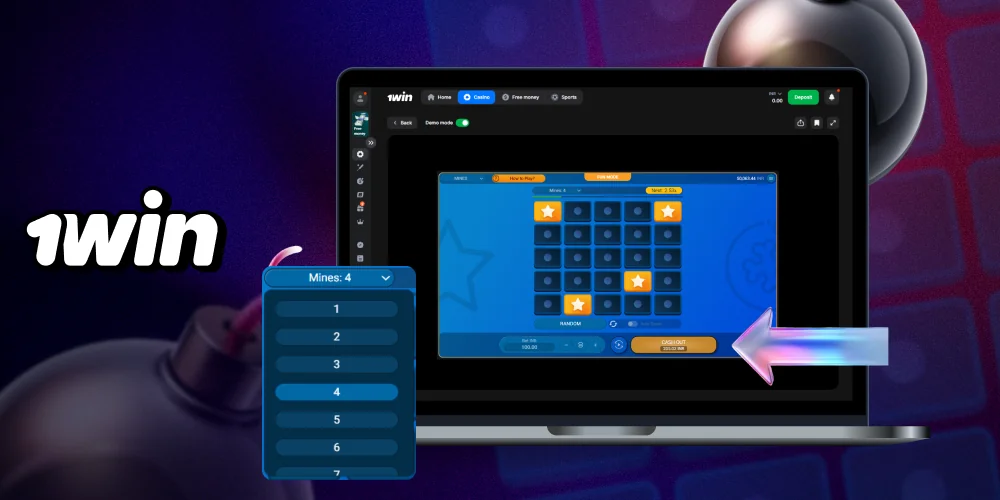 Overview of 1win Mines game interface elements